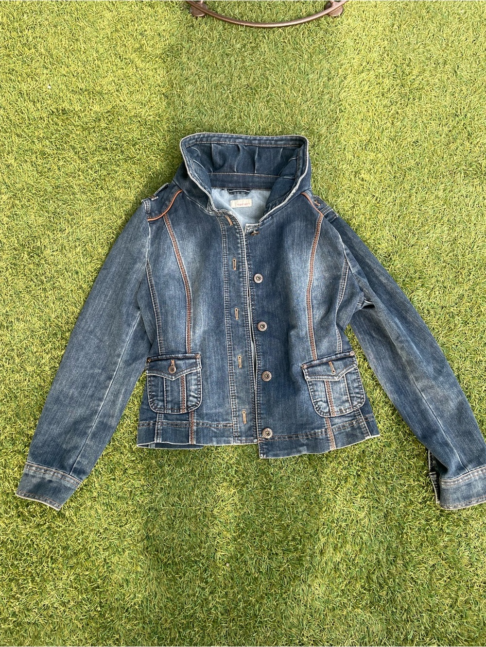 Women's Denim Jean Jacket in Blue with Button Front